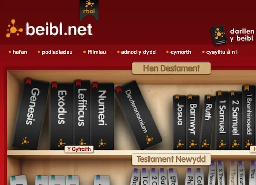 beibl.net - front page of the beibl.net website - the Bible in modern Welsh for children and learners